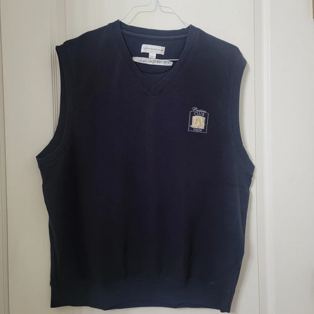 Cutter & Buck Size L Navy Blue V Neck Golf Vest, Excellent Used Condition